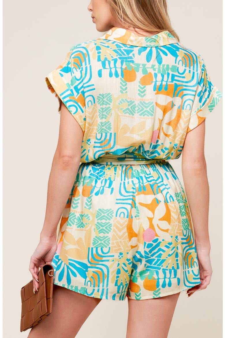 Print Collared Romper, Alternate, color, OFF WHITE MULTI