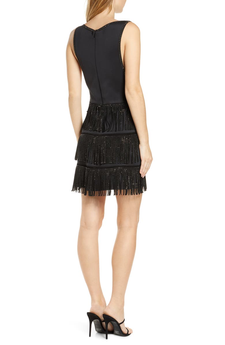 SHO by Tadashi Shoji Fringe Fit & Flare Dress, Alternate, color, 