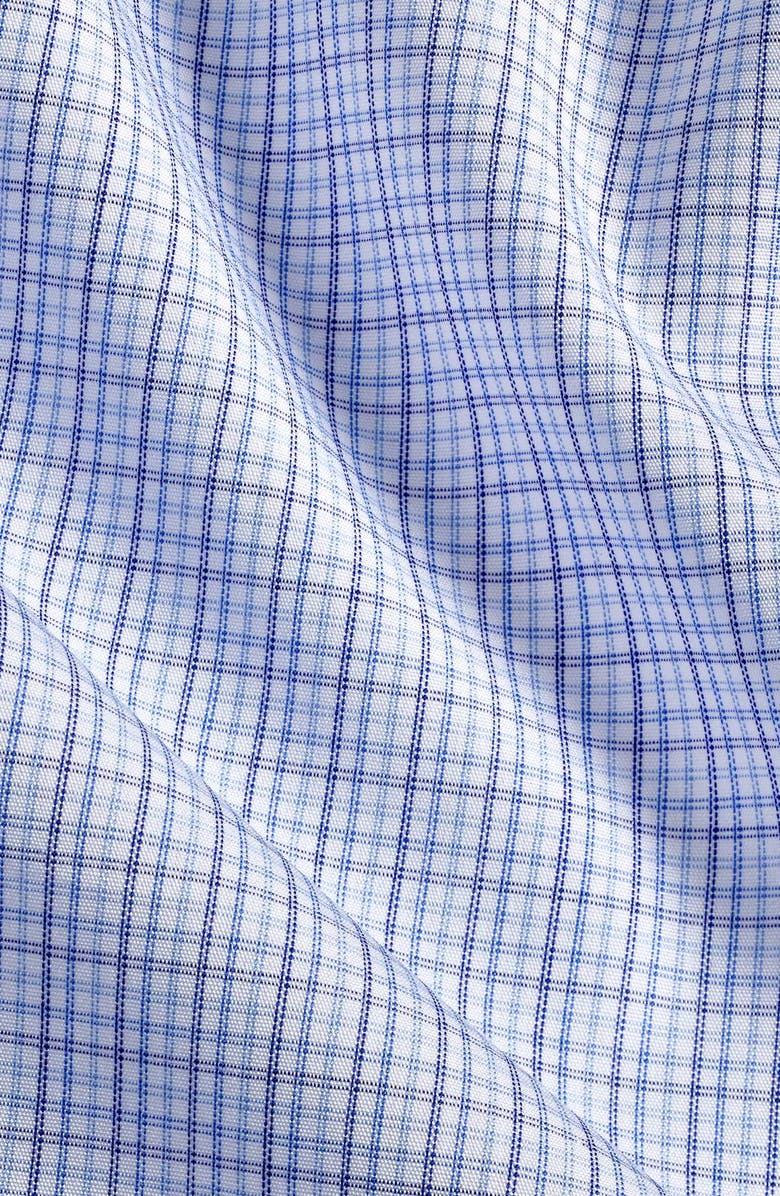 David Donahue Trim Fit Microcheck Cotton Poplin Dress Shirt, Alternate, color, Blue/ Navy