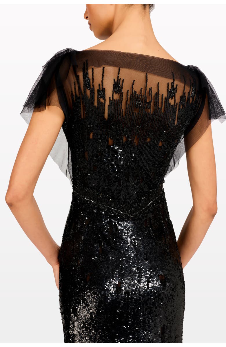 Jenny Packham Magnolia Sequin-Embellished Dress, Alternate, color, Liquorice
