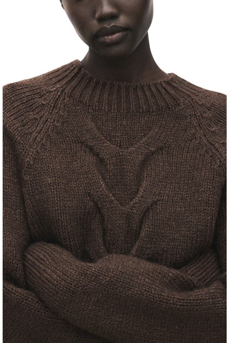 Nolita Mock Neck Cable Sweater, Alternate, color, BROWN