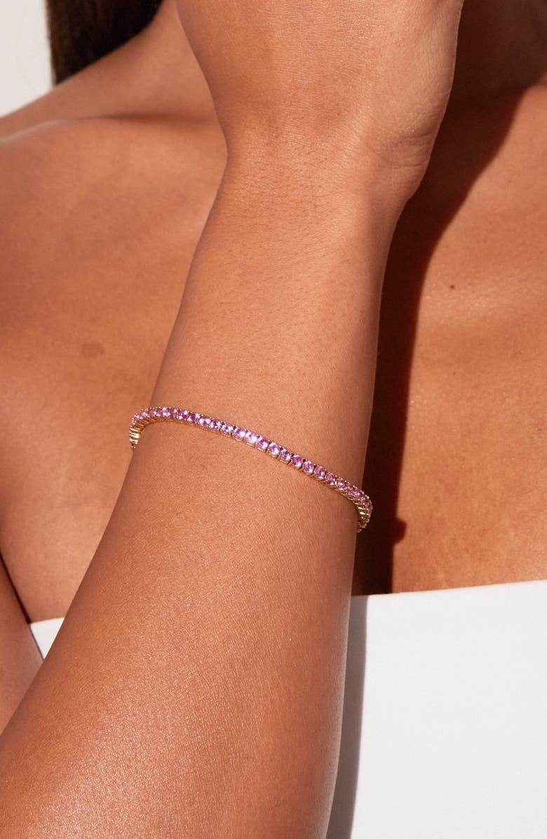 Aurate New York Lab Grown Pink Sapphire Tennis Bracelet, Alternate, color, Yellow Gold Vermeil
