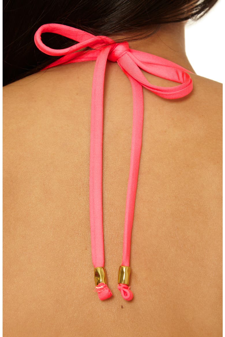 Monaco Ruched Halter Tankini Top, Alternate, color, PINK CORAL
