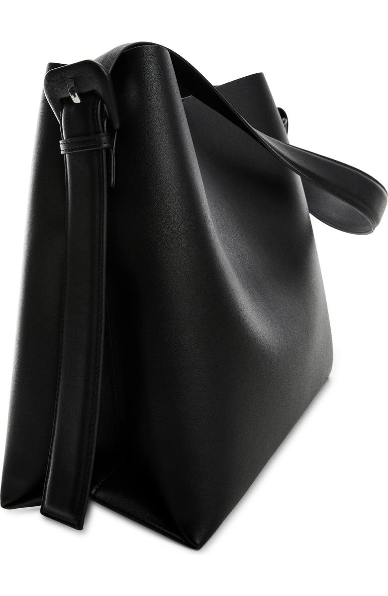 MANGO Buckle Detail Faux Leather Shopper Bag, Alternate, color,