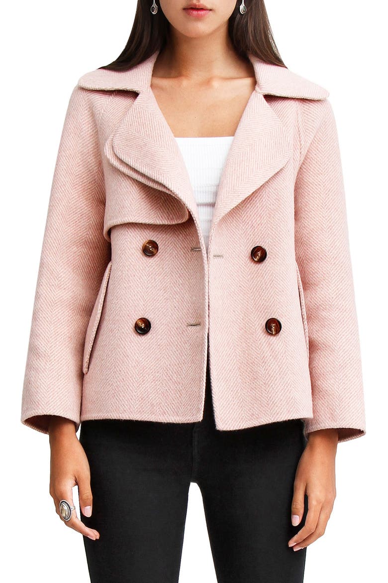 I'm Yours Double Breasted Wool Blend Coat, Alternate, color, BLUSH