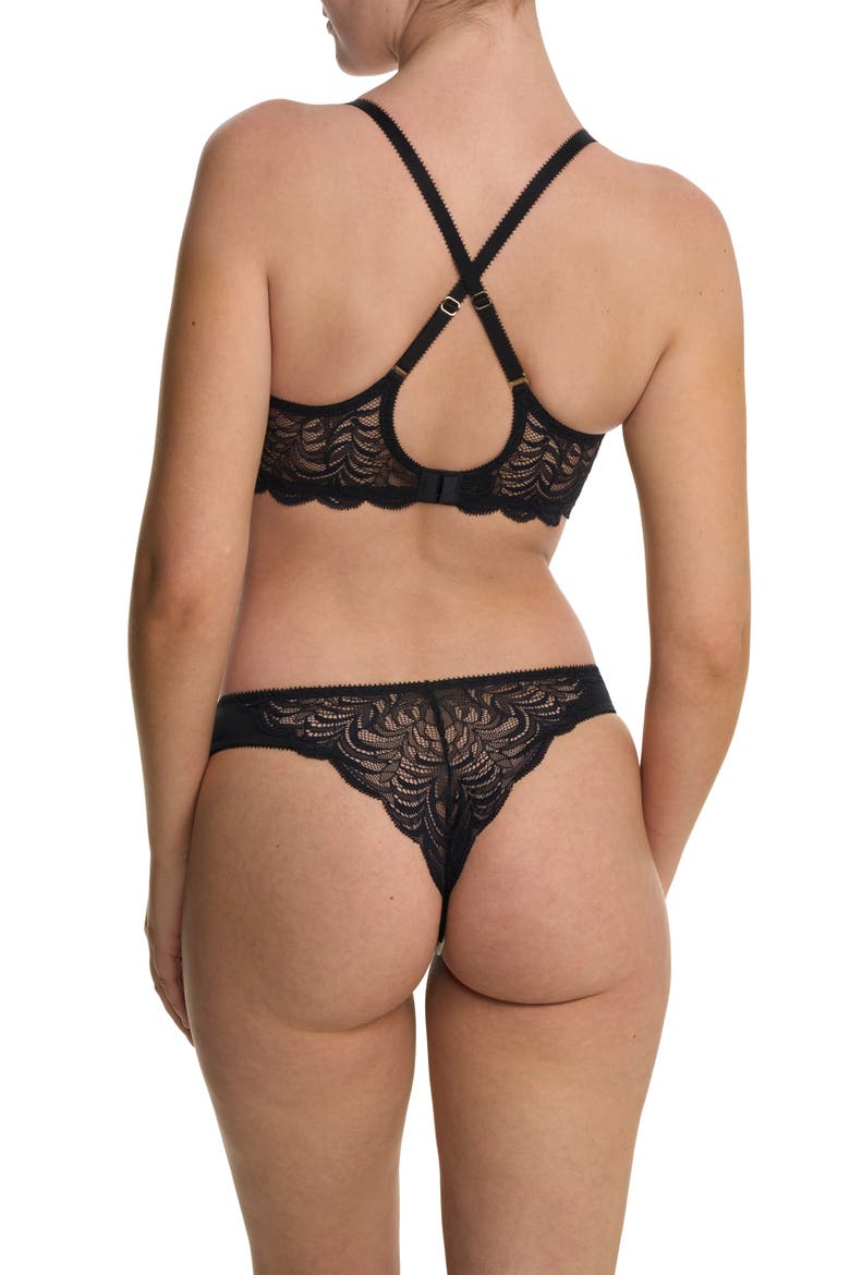 Persuasion Stretch Lace Thong, Alternate, color, BLACK