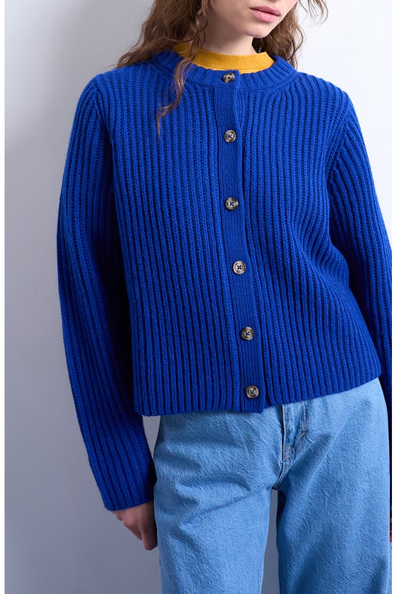 Rib Cardigan, Main, color, MEDIUM BLUE