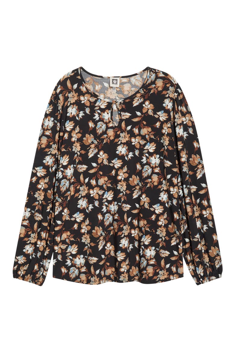 Floral Print Keyhole Top, Alternate, color, ANNE BLACK MULTI