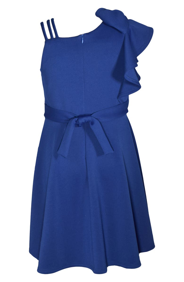 Bonnie Jean Kids' One-Shoulder Scuba Dress, Alternate, color, Roy