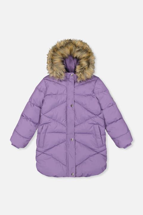 Long Diamond Quilted Faux Fur Hood Puffer Coat (toddler, Little Kid & Big Kid)