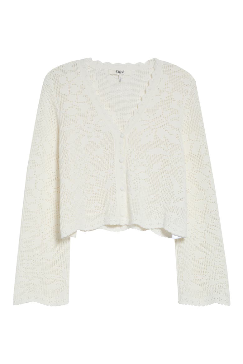 Pointelle Stitch Organic Cotton Cardigan, Alternate, color, WHITE