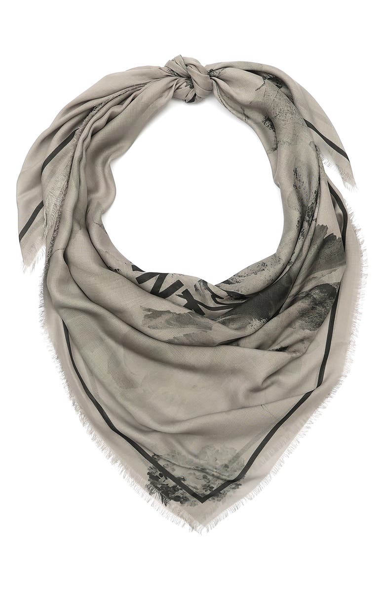 AllSaints Floreo Square Fringe Scarf, Main, color,