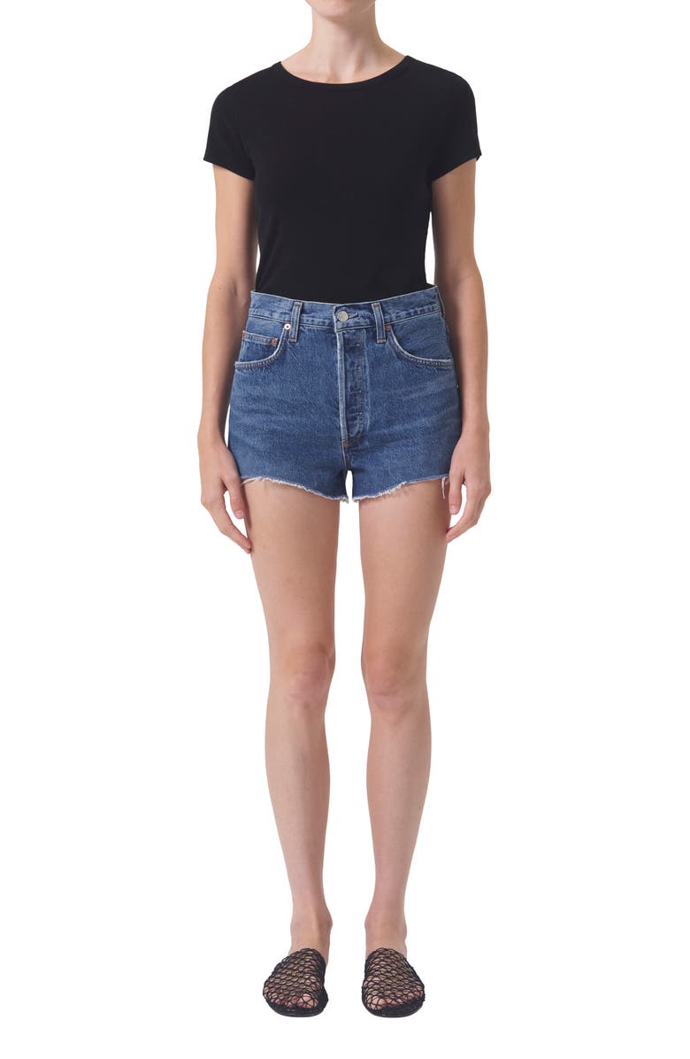 AGOLDE Cutoff High Waist Organic Cotton Denim Shorts, Alternate, color, 