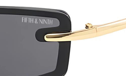 Fifth & Ninth Zuri 66mm Oversize Rectangular Sunglasses In Black/gold