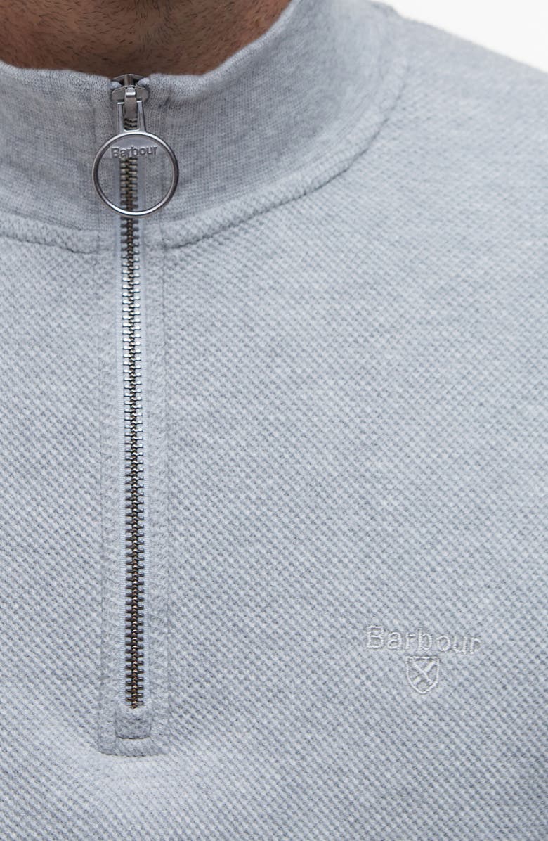 Barbour Cotton Piqué Quarter Zip Pullover, Alternate, color, 
