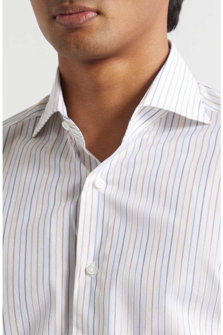 Stripe Cotton Button-Up Shirt, Alternate, color, WHITE