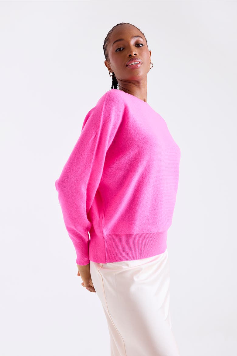 Alaia Long Sleeve 100% Cashmere Sweater, Alternate, color, HOT PINK