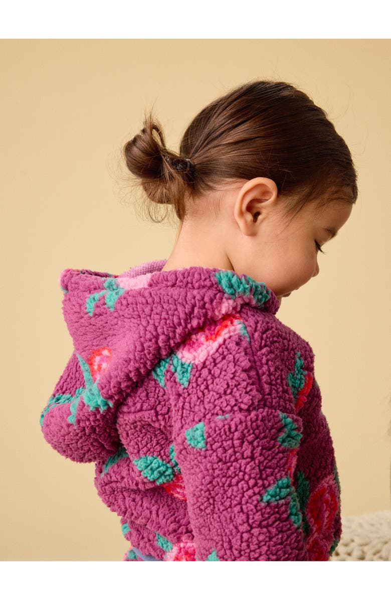 Tea Collection Teddy Fleece Baby Hoodie, Alternate, color, Painted Rose