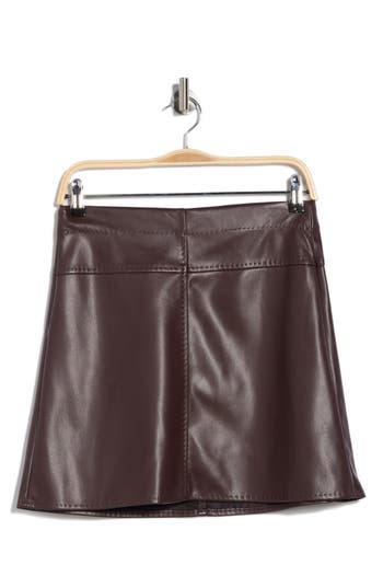 Max Studio Faux Leather Miniskirt In Burgundy