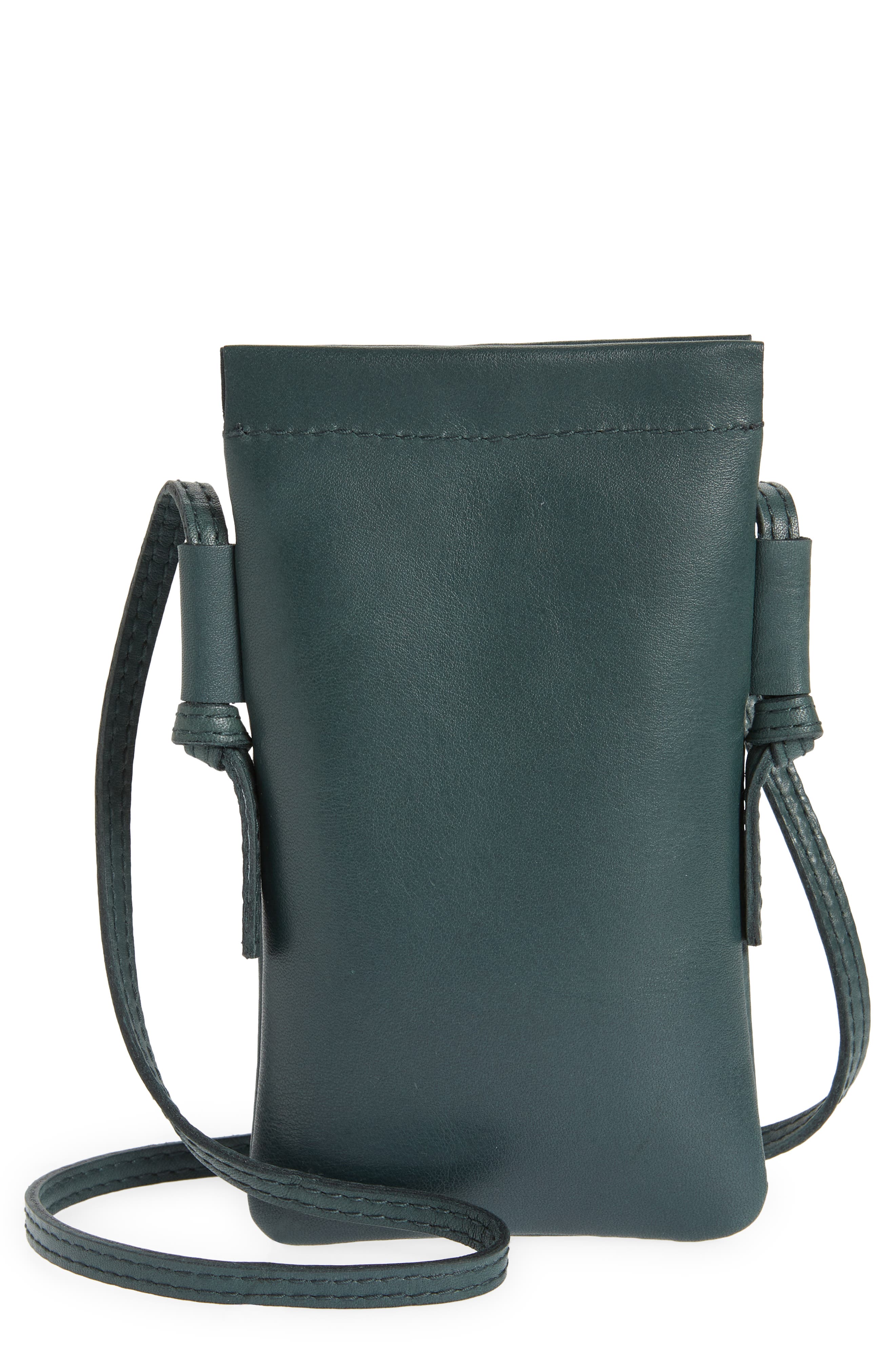 The Smartphone Leather Crossbody Bag, Main, color, MIDNIGHT GREEN
