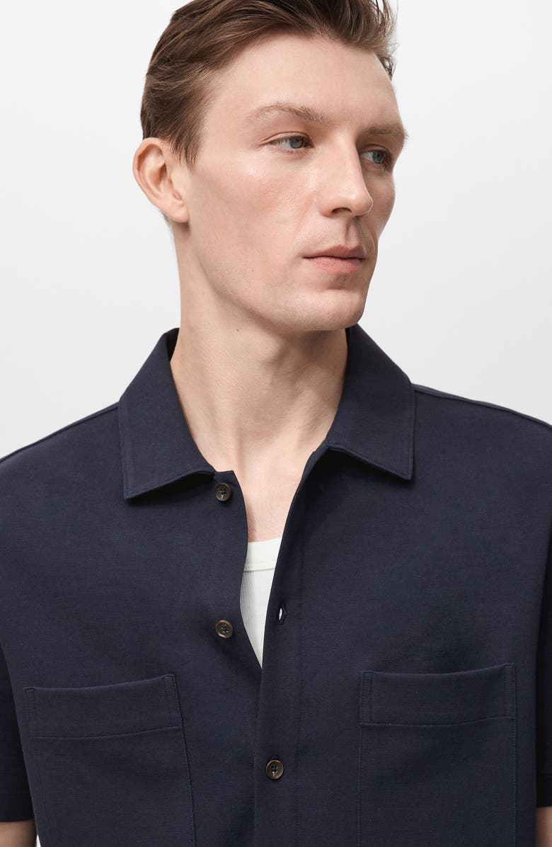 MANGO Short Sleeve Cotton Blend Button-Up Shirt, Alternate, color, 