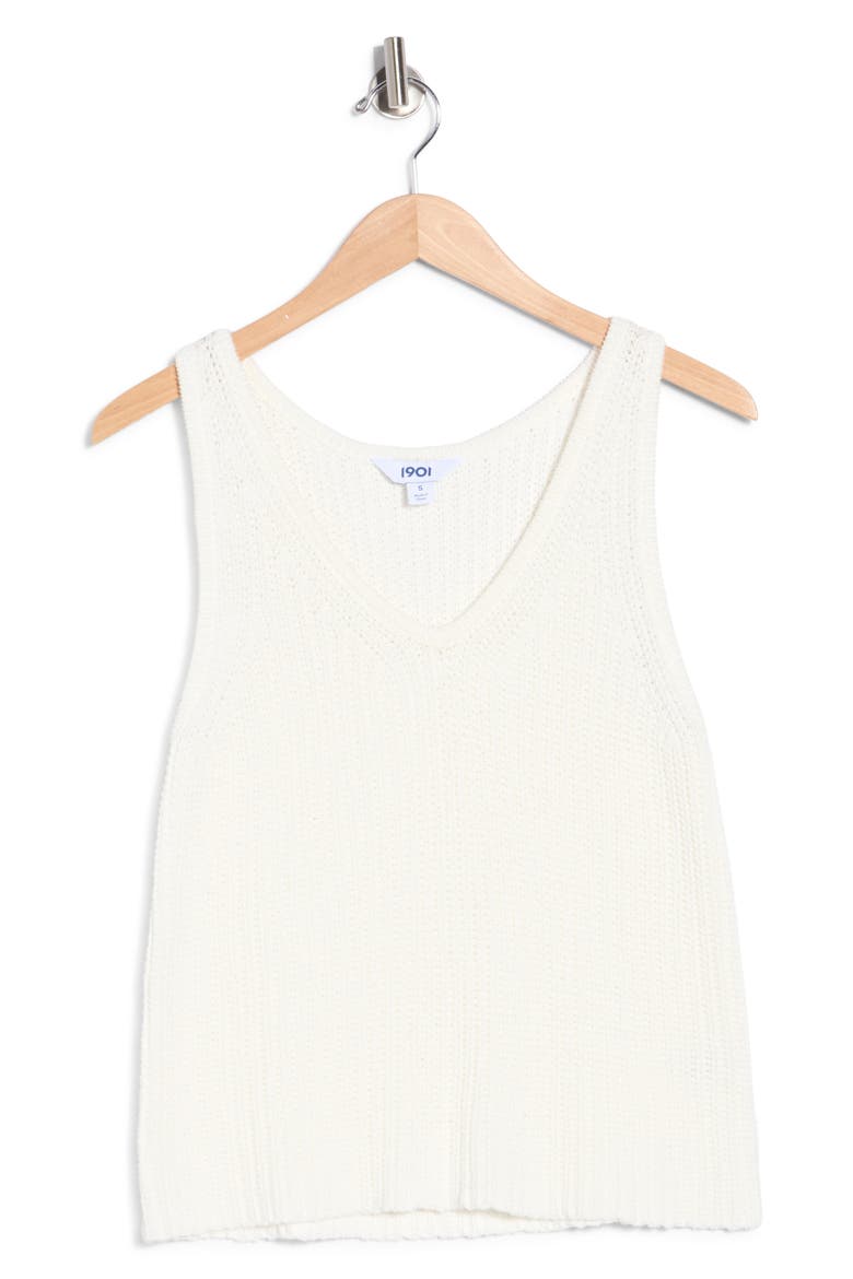 V-Neck Sweater Tank, Alternate, color, WHITE
