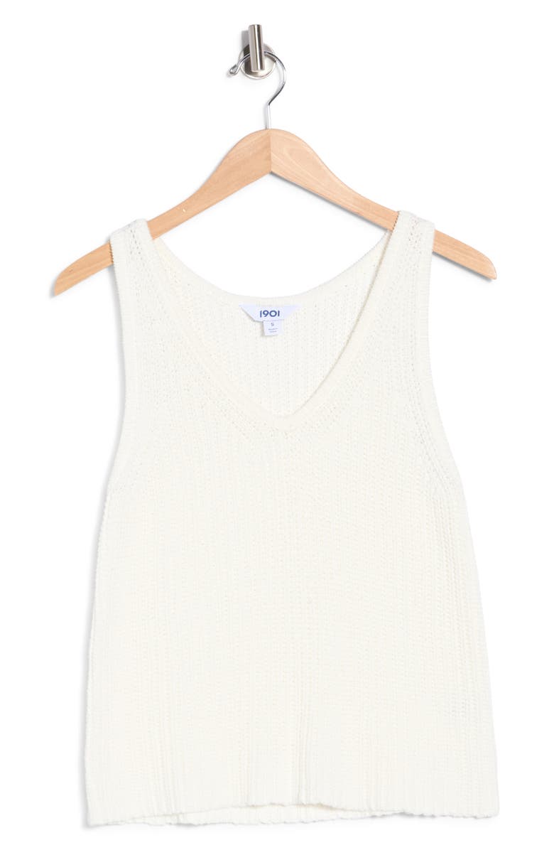 1901 V-Neck Sweater Tank, Alternate, color, White