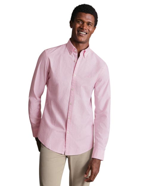Plain button-down stretch washed Oxford shirt