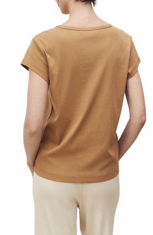 Mango Crewneck Cotton T-shirt In Mustard