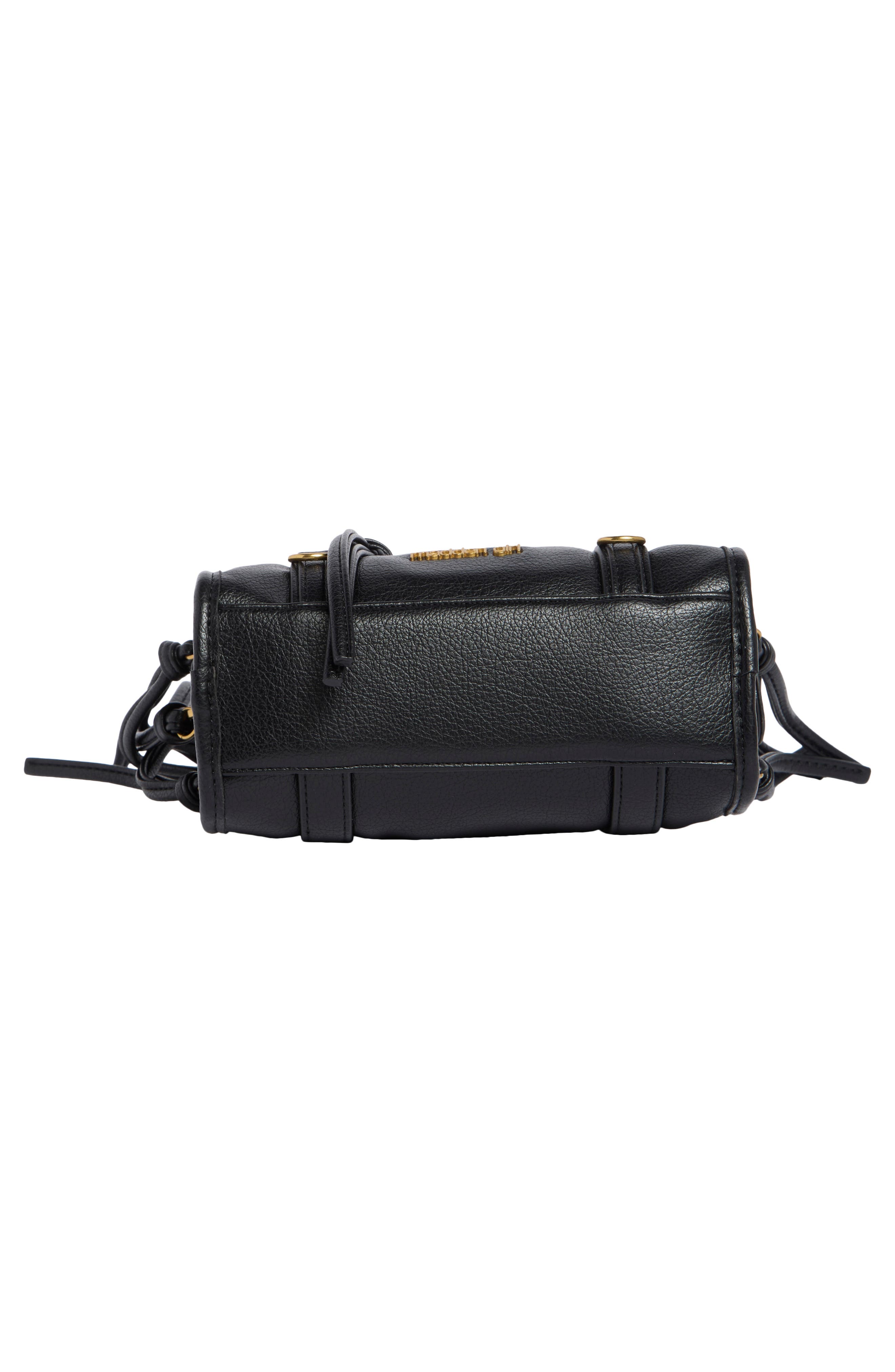 Textured Faux Leather Satchel Bag, Alternate, color, BLACK