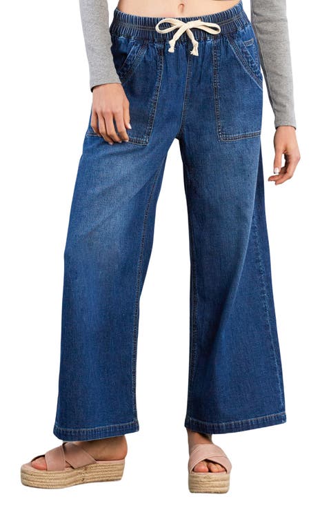 Wide Leg Drawstring Jeans