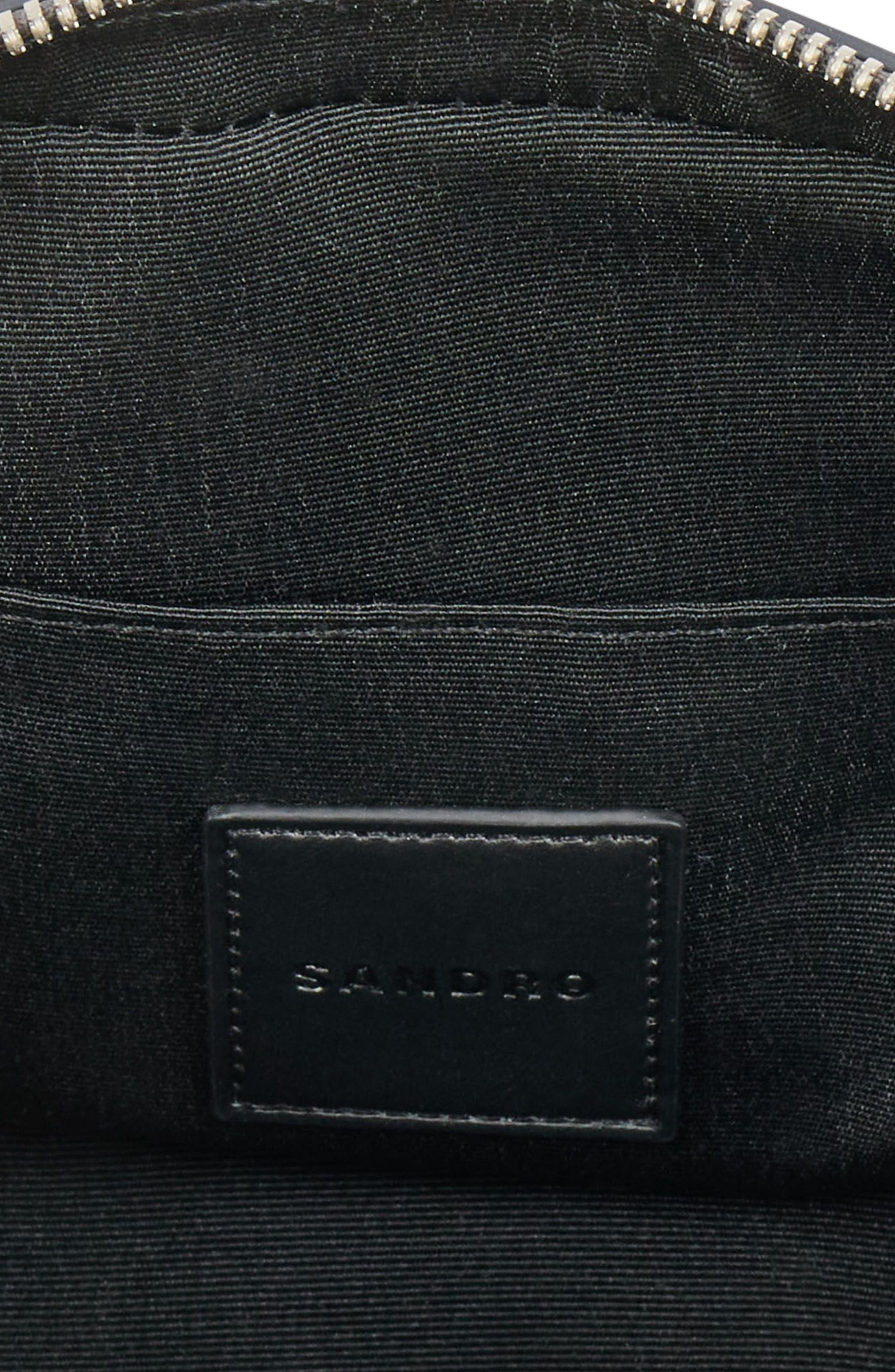 SANDRO Small reconstitued leather bag, Alternate, color, Steel