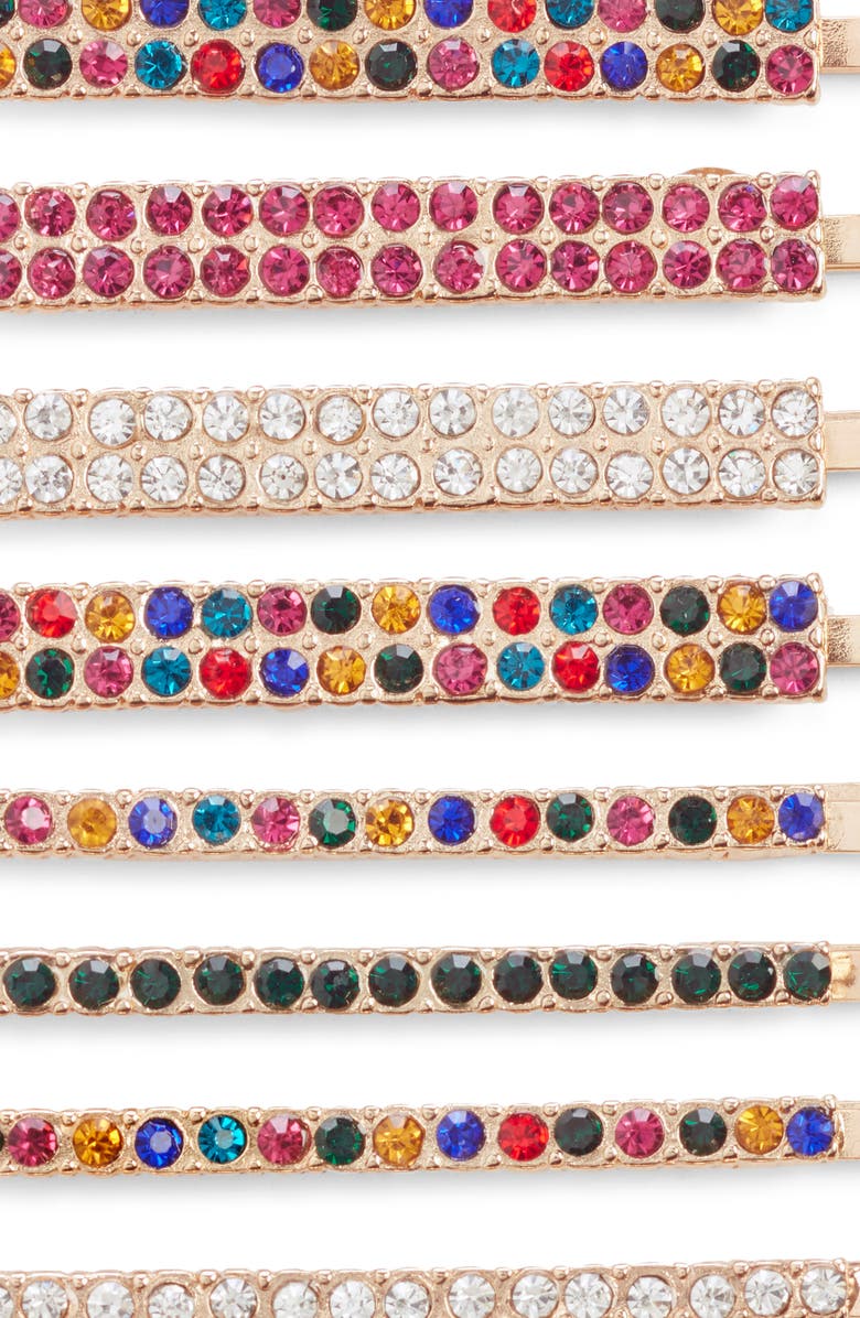 BP. x Claudia Sulewski Set of 8 Crystal Hair Clips, Alternate, color, 