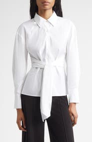 Derek Lam 10 Crosby Carmine Crossover Back Detail Cotton Button-Up Shirt