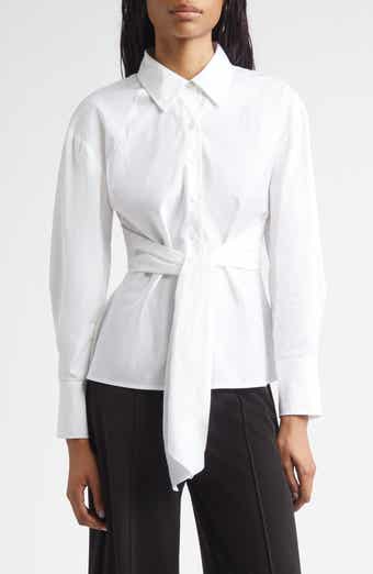 Derek Lam 10 Crosby Carmine Crossover Back Detail Cotton Button-Up Shirt