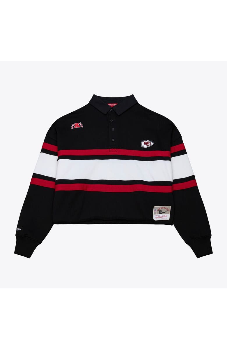 Mitchell & Ness Women's Mitchell & Ness  Black Kansas City Chiefs  Cropped Long Sleeve Rugby Polo, Alternate, color, Black