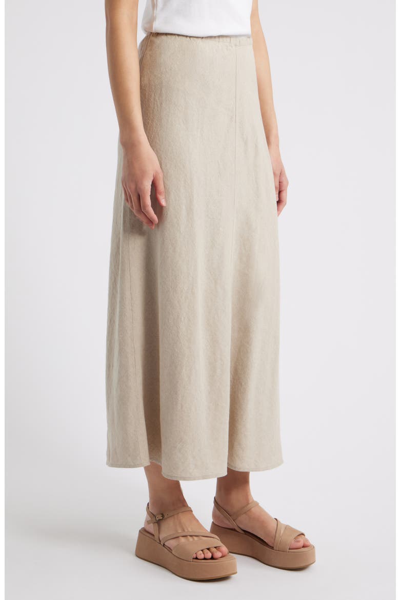Bias Cut Organic Linen A-Line Skirt, Alternate, color, UNDYED NATURAL