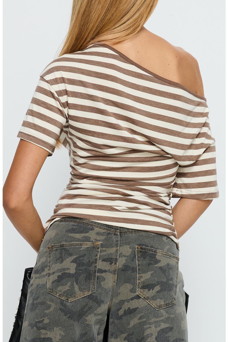 Emlynn Stripe One-Shoulder Top, Alternate, color, BROWN STRIPE