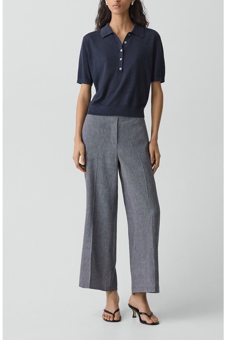 Classic Straight Leg Linen Blend Pants, Alternate, color, INK BLUE