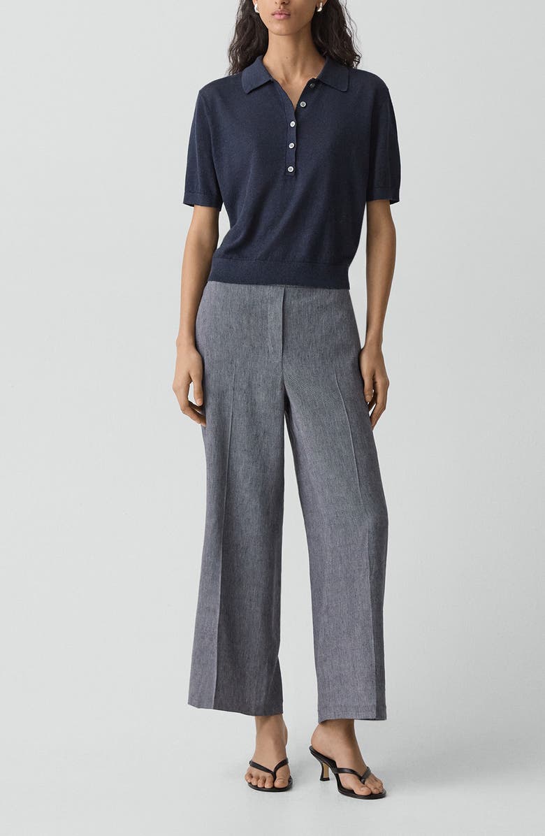 Theory Classic Straight Leg Linen Blend Pants, Alternate, color, Ink Blue
