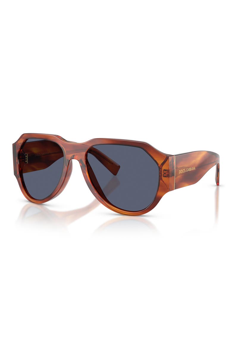58mm Polarized Pilot Sunglasses, Alternate, color, STRIPED GINGER / DARK BLUE