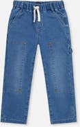 Deux par Deux French Terry Denim Cargo Pocket Drawstring Waist Pants