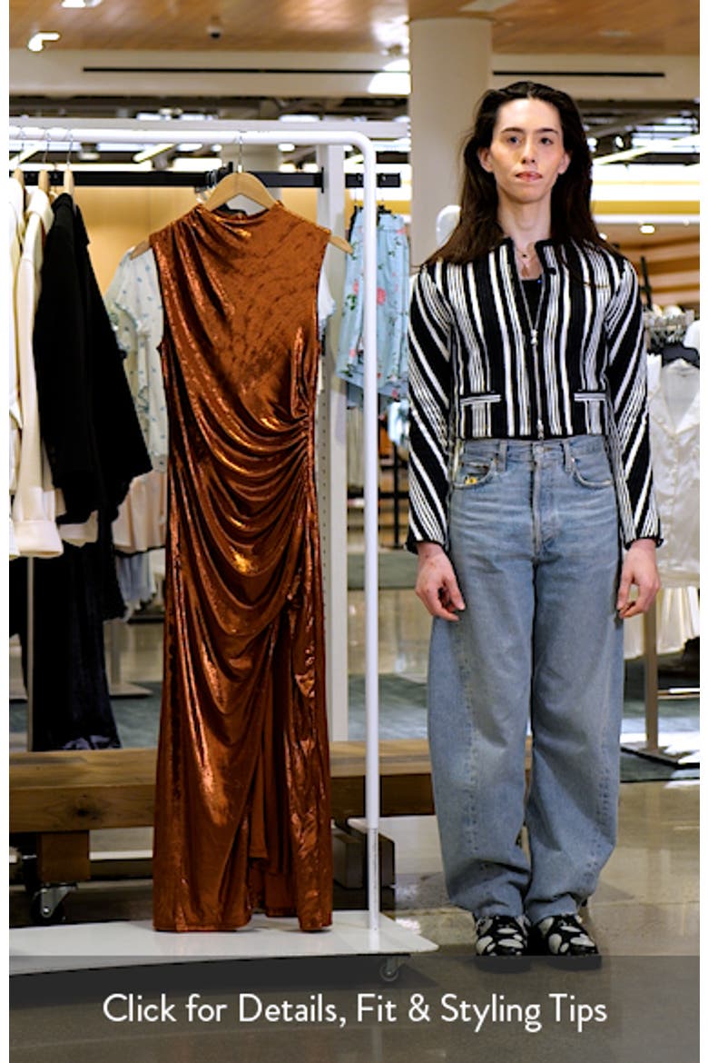 Emerie Ruched Metallic Sleeveless Maxi Dress video