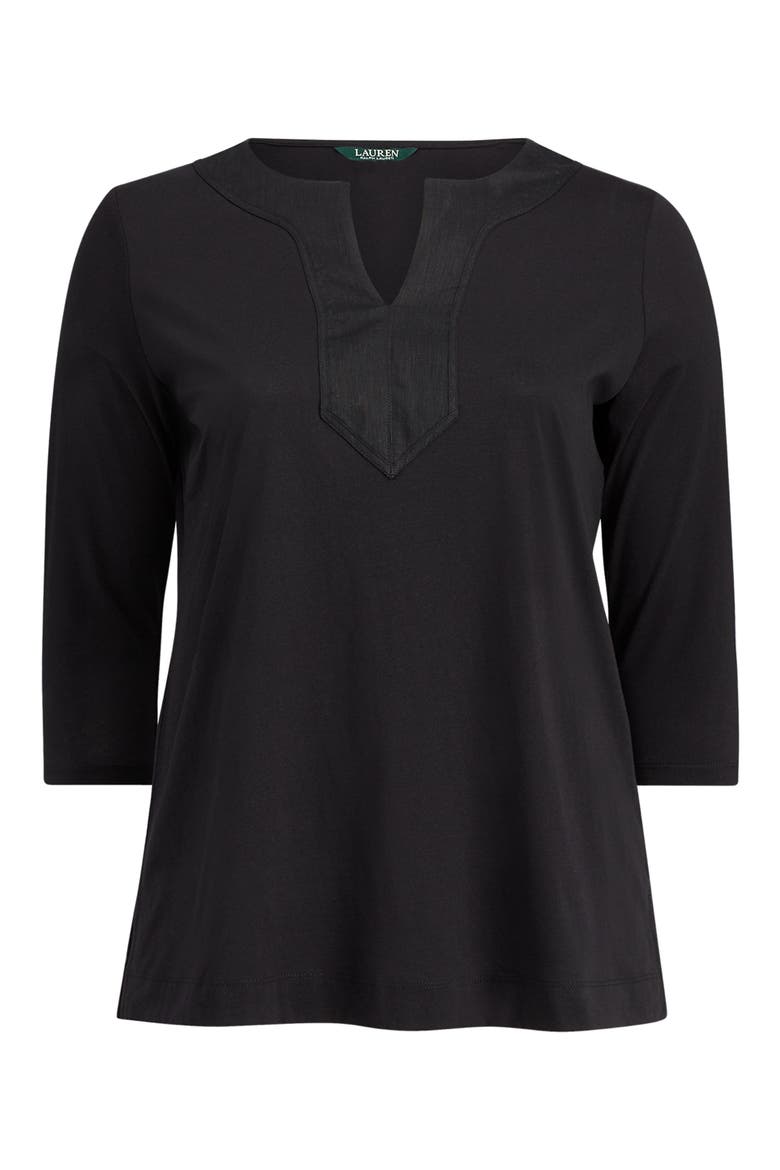 Split Neck Tunic, Alternate, color, BLACK