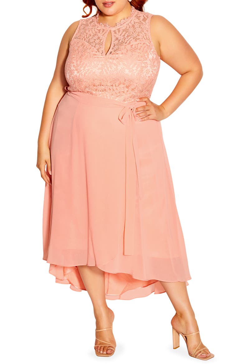 Lover Sleeveless High-Low Dress, Main, color, PEACHDNU
