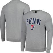 COLOSSEUM Men's Colosseum Heather Gray Pennsylvania Quakers Arch & Logo Pullover Sweatshirt