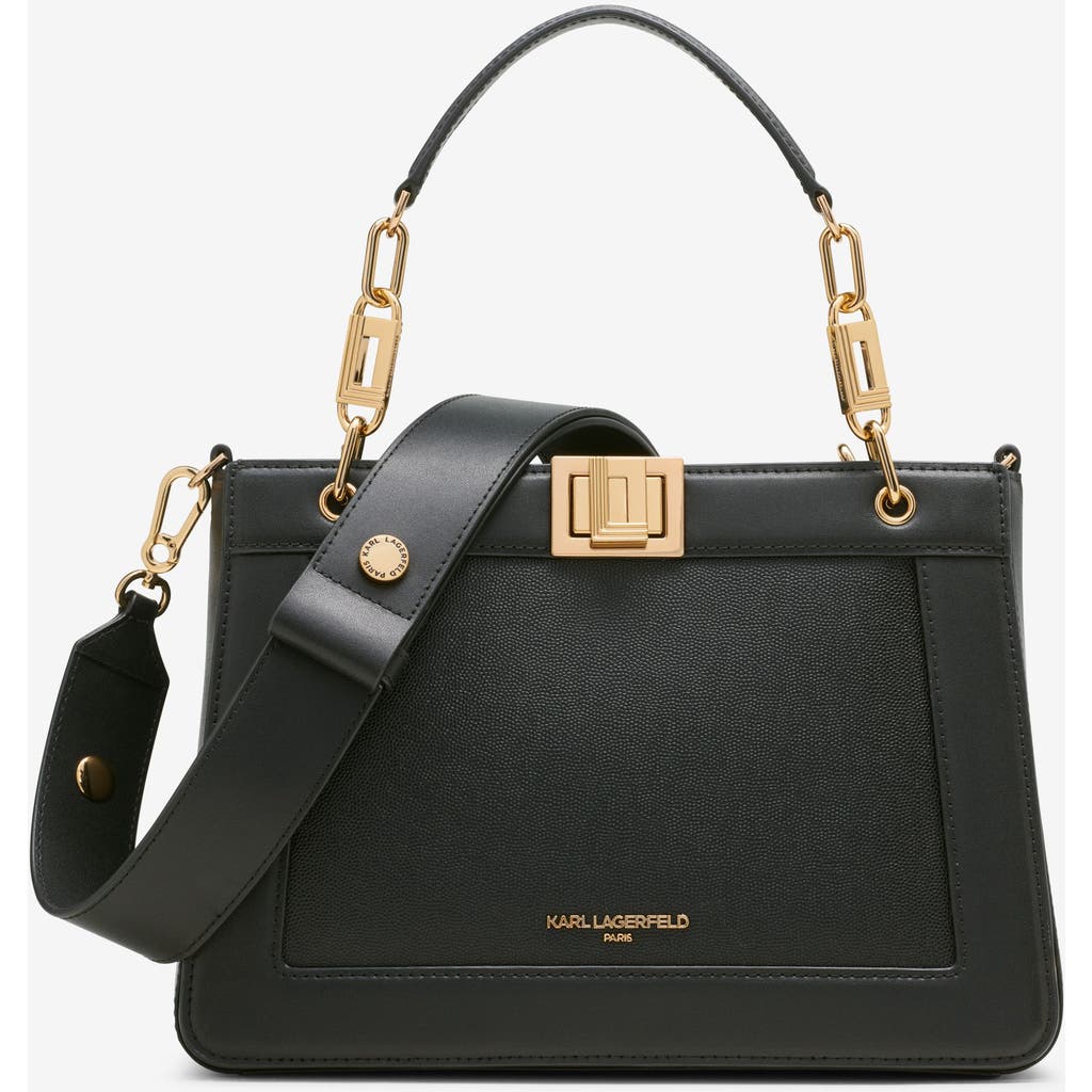 Karl Lagerfeld Women's Ivette Leather Satchel In Black/gold