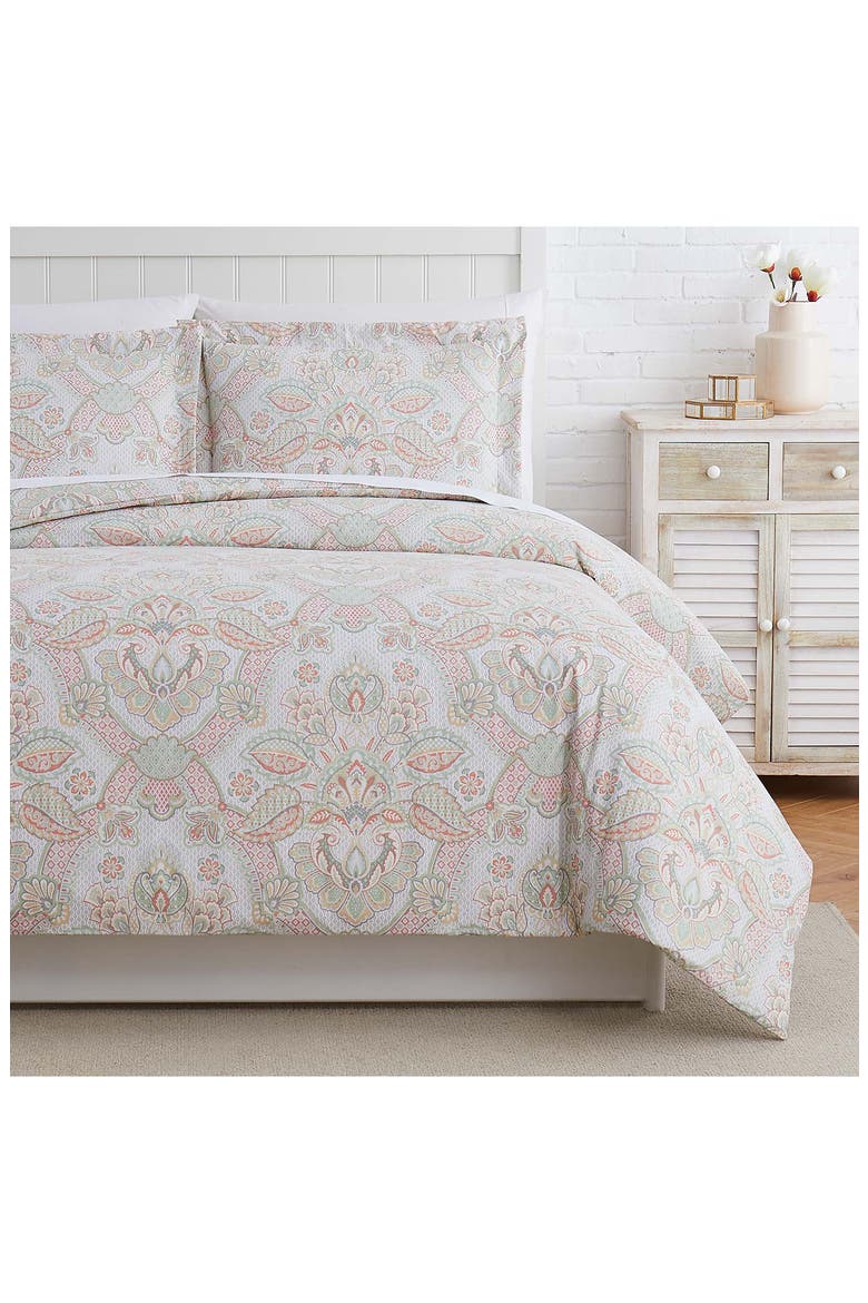 Enchantment Paisley Print Microfiber Down-Alternative Comforter Set, Alternate, color, ENCHANTMENT CORAL