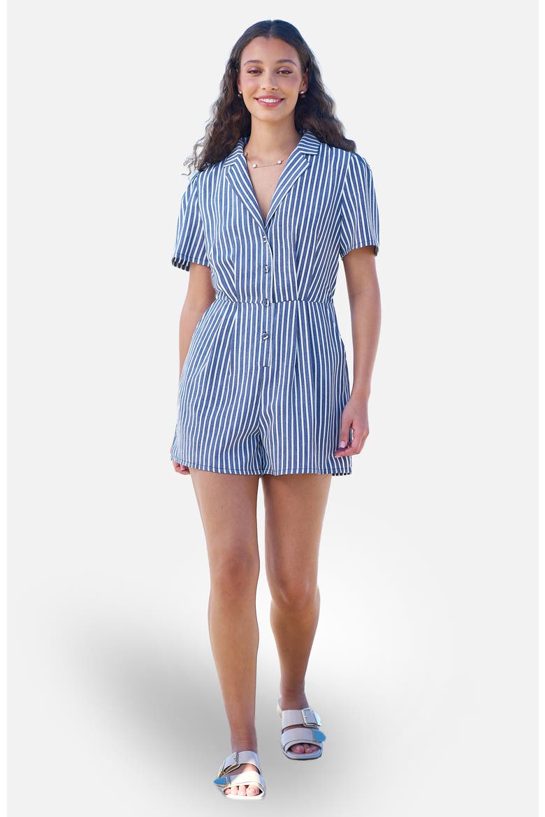 Stripe Retro Playsuit, Main, color, Blue
