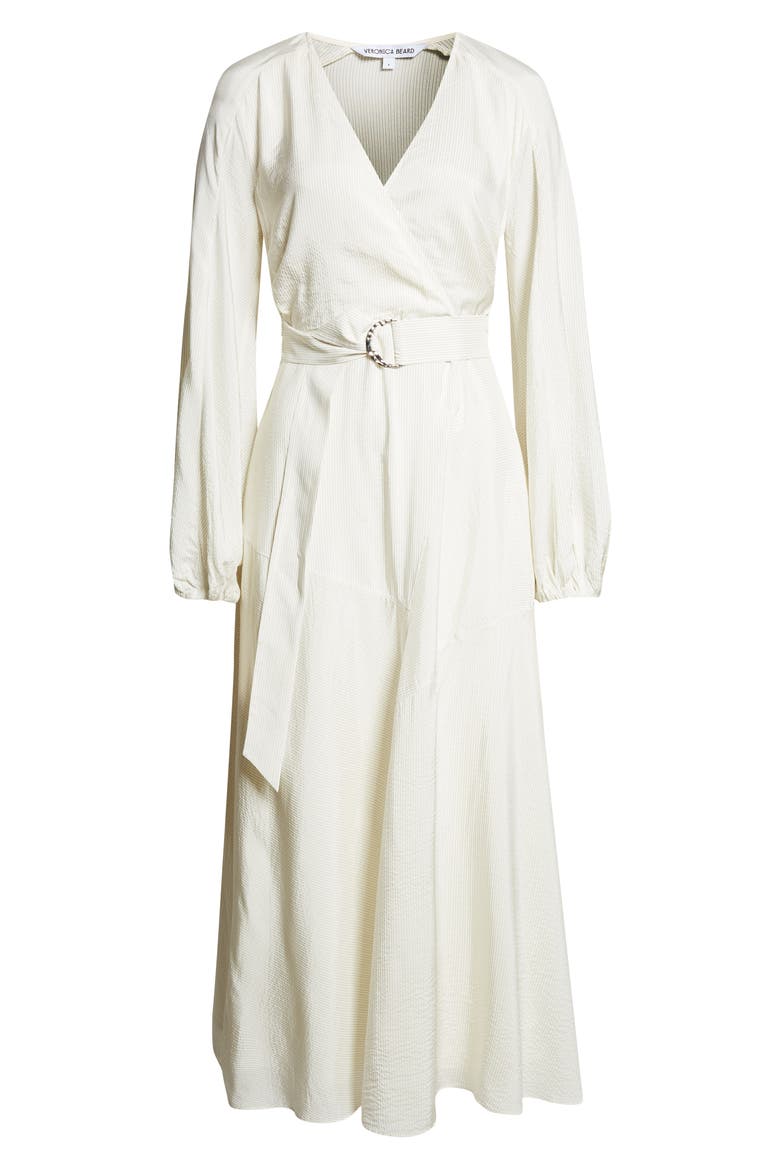 Seneca Belted Long Sleeve Midi Dress, Alternate, color, WHITE BLACK